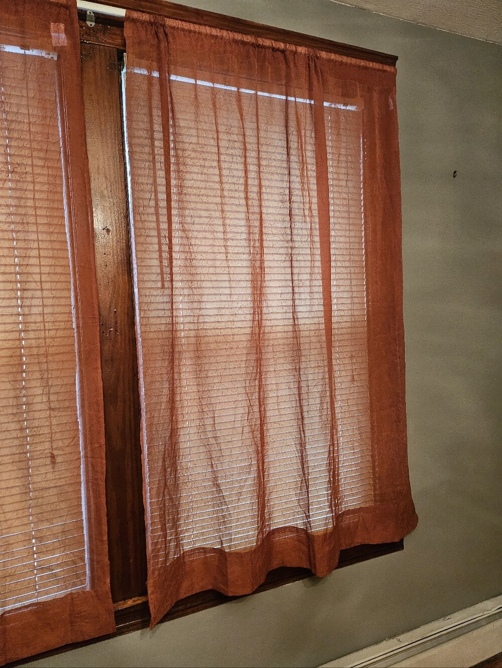 Sheer Orange Window Curtain Panels - 51x63 Lightweight Home Accent